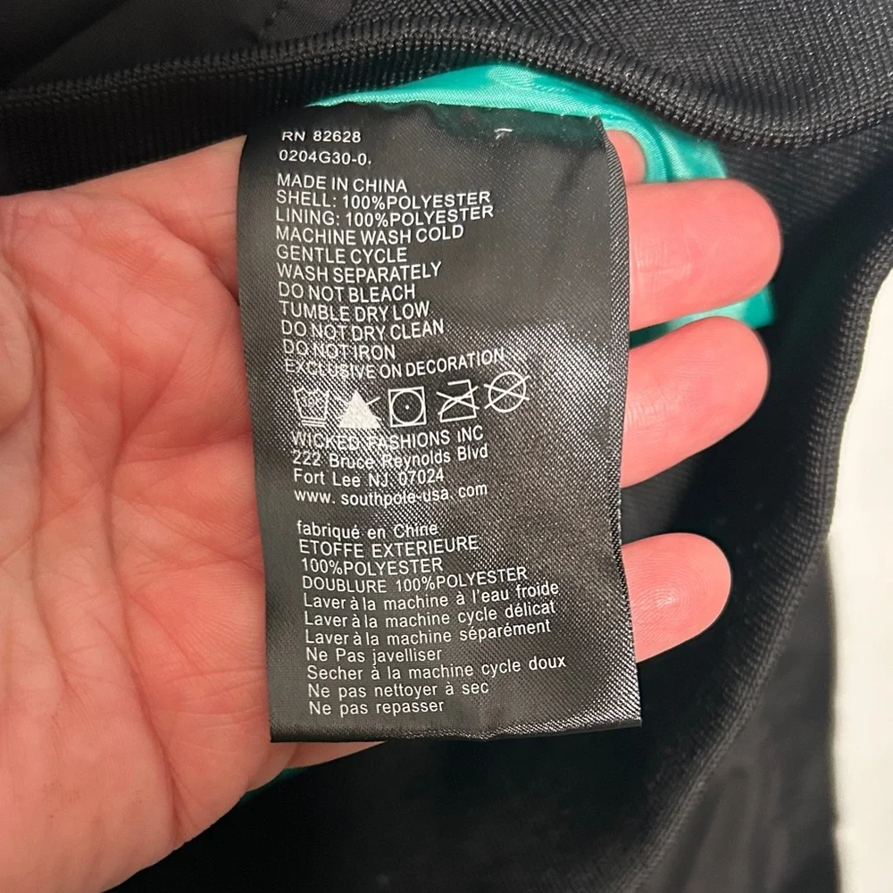 WT 02 Black Windbreaker Bomber Jacket with Teal Lining Mens Size 2XL